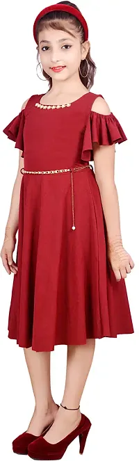 Fabulous Maroon Cotton Blend  Frocks For Girls-thumb2