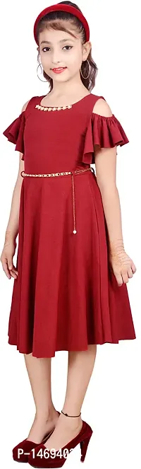 Fabulous Maroon Cotton Blend  Frocks For Girls-thumb3