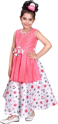 Fabulous Pink Silk Blend  Fit And Flare Dress For Girls-thumb1