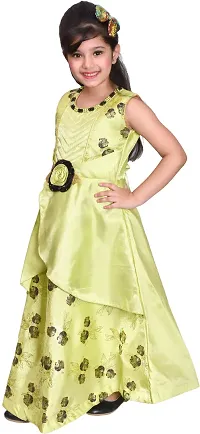 Fabulous Green Silk Blend  Fit And Flare Dress For Girls-thumb2