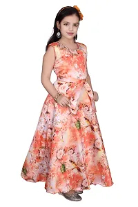 Girls Silk Blend Floral Frock Gown Partywear Dress-thumb1