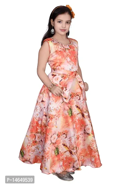 Girls Silk Blend Floral Frock Gown Partywear Dress-thumb2