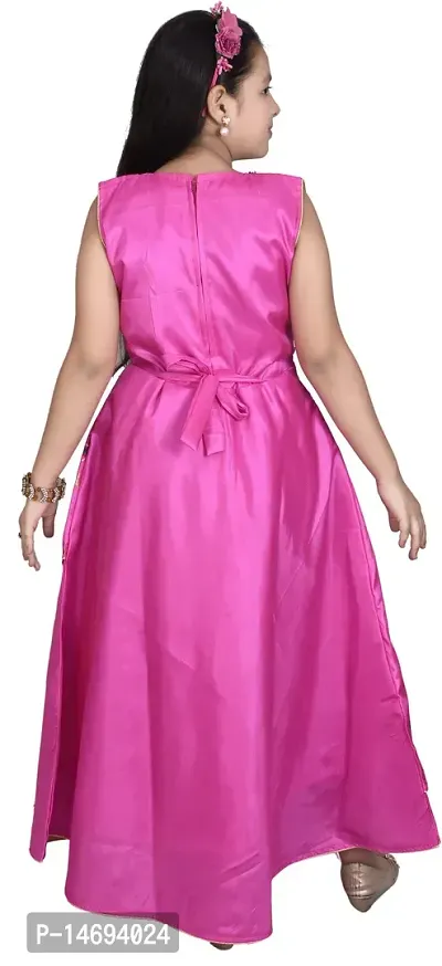 Fabulous Pink Silk Blend  Fit And Flare Dress For Girls-thumb4