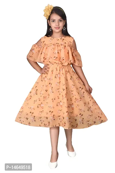 Girls Georgette Flower Midi Frock Partywear Dress-thumb0