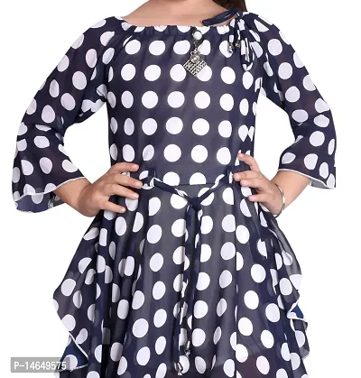 Girls Casual Polka Dots Print Midi Dress-thumb5