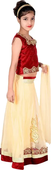 Alluring Beige Net  Lehenga Cholis For Girls-thumb2