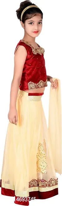 Alluring Beige Net  Lehenga Cholis For Girls-thumb3