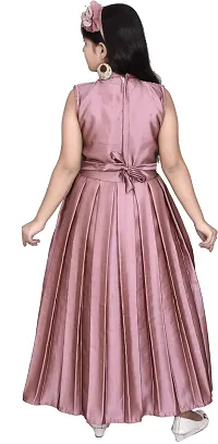 Fabulous Peach Silk Blend  Fit And Flare Dress For Girls-thumb3