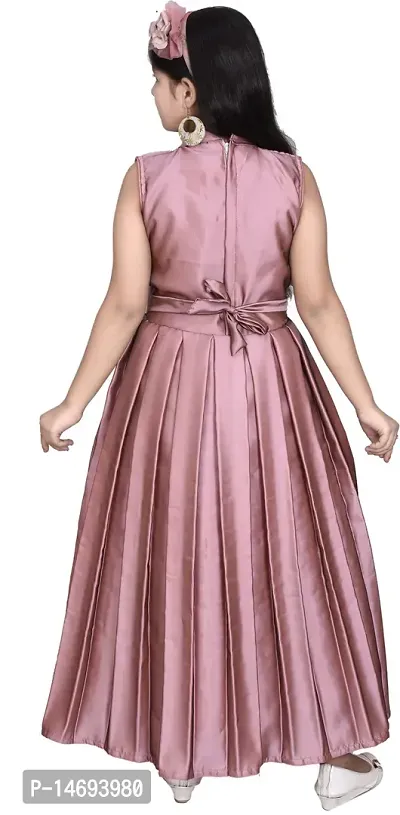 Fabulous Peach Silk Blend  Fit And Flare Dress For Girls-thumb4