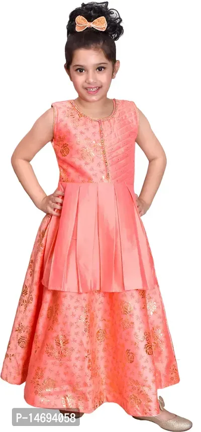 Fabulous Pink Silk Blend  Fit And Flare Dress For Girls-thumb2