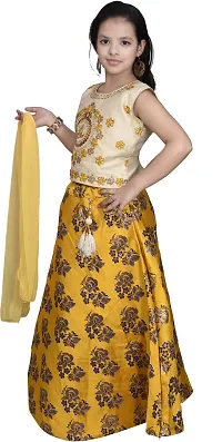 Alluring Yellow Brocade  Lehenga Cholis For Girls-thumb2