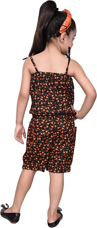 Fabulous Orange Cotton Blend  Capri Jumpsuit For Girls-thumb1