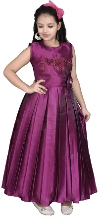 Fabulous Purple Silk Blend  Fit And Flare Dress For Girls-thumb1