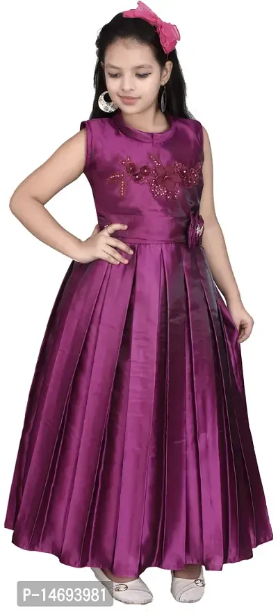 Fabulous Purple Silk Blend  Fit And Flare Dress For Girls-thumb2