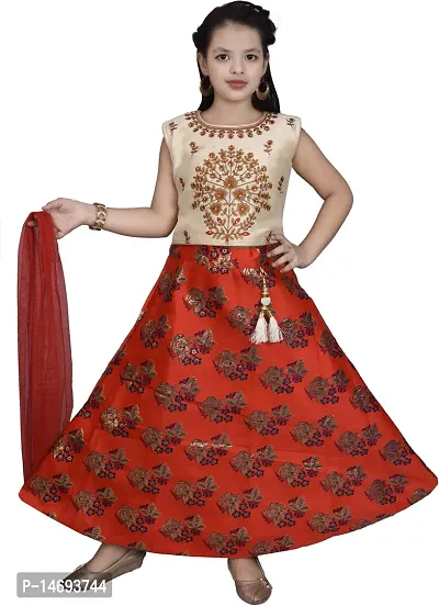 Alluring Red Brocade  Lehenga Cholis For Girls