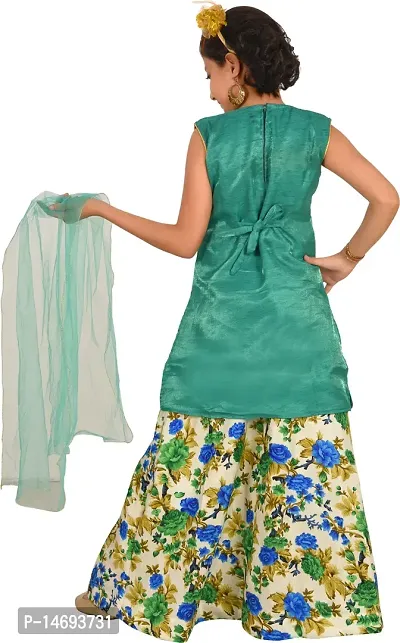 Alluring Green Silk Blend  Lehenga Cholis For Girls-thumb4