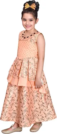 Fabulous Peach Silk Blend  Fit And Flare Dress For Girls-thumb2