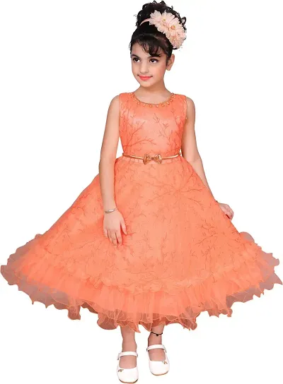 Fabulous Net Fit And Flare Dress For Girls