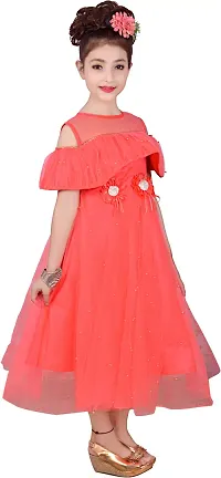 Fabulous Peach Net  Frocks For Girls-thumb2