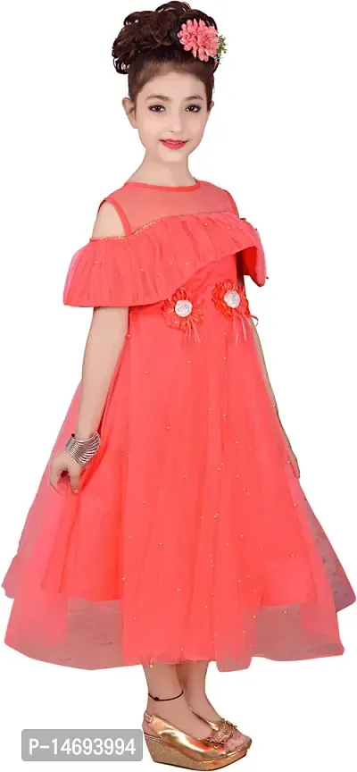 Fabulous Peach Net  Frocks For Girls-thumb3