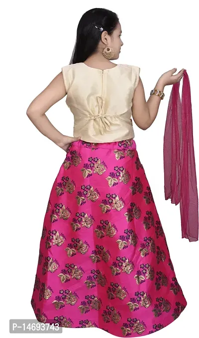 Alluring Pink Brocade  Lehenga Cholis For Girls-thumb4