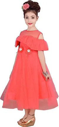 Fabulous Peach Net  Frocks For Girls-thumb1