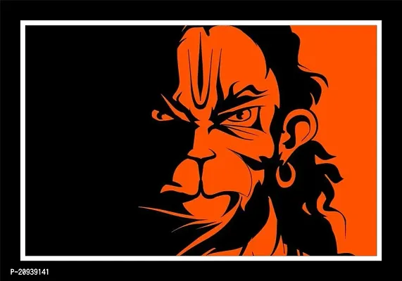 jog craft hanuman ji painting hanuman ji photo frame religious hanuman wooden art Digital Reprint 14 inch x 20 inch Painting With Frame