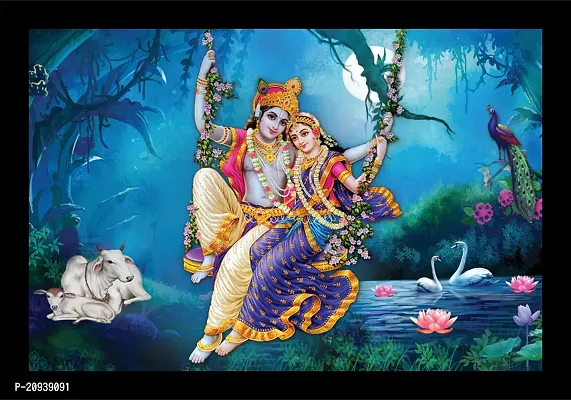 jog craft radha krishna painting radha krishna photo frame Digital Reprint 14 inch x 20 inch Painting With Frame