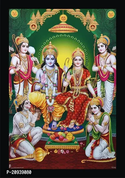 Mmory Goddess Shree Ram Darbar Wall Decor Painting Digital Reprint 12 inch x 8 inch Painting With Frame