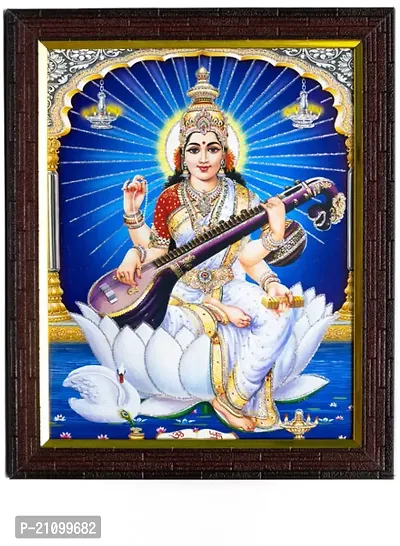 Cherriee Saraswati Mata Photo Frame For Pooja Wall Decoration Religious Frame