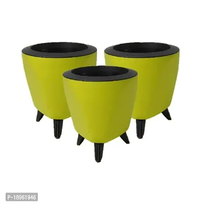 Lagos-Self Watering Planters, Flower Pots For Indoor Plants, Home Office Table Top Decor 5.1 Inch Set Of 3 (Yellow)