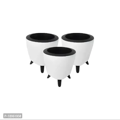 Lagos-Self Watering Planters, Flower Pots For Indoor Plants, Home Office Table Top Decor 5.1 Inch Set Of 3 (White)-thumb0