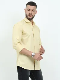 Stylish Yellow Cotton Long Sleeves Casual Shirts For Men-thumb2