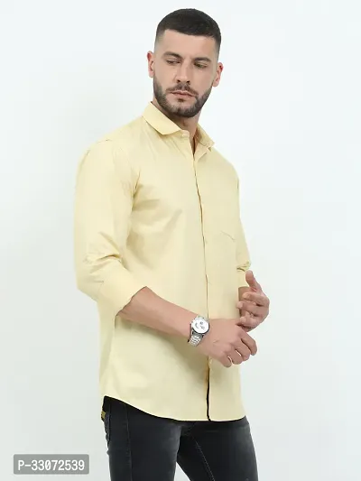 Stylish Yellow Cotton Long Sleeves Casual Shirts For Men-thumb3