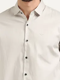 Stylish Beige Cotton Long Sleeves Casual Shirts For Men-thumb3