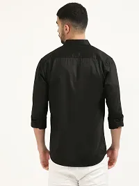 Stylish Black Cotton Long Sleeves Casual Shirts For Men-thumb1