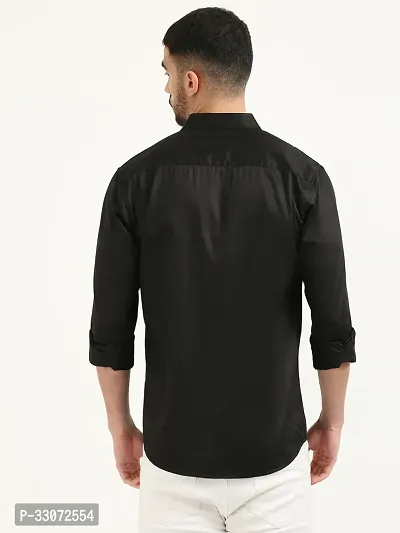 Stylish Black Cotton Long Sleeves Casual Shirts For Men-thumb2