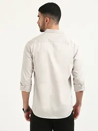 Stylish Beige Cotton Long Sleeves Casual Shirts For Men-thumb1