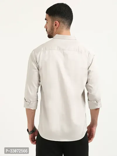 Stylish Beige Cotton Long Sleeves Casual Shirts For Men-thumb2