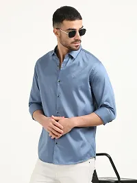 Stylish Blue Cotton Long Sleeves Casual Shirts For Men-thumb4