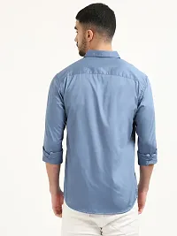 Stylish Blue Cotton Long Sleeves Casual Shirts For Men-thumb1