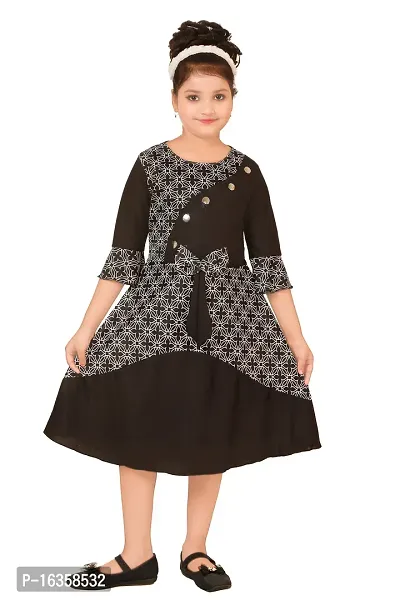 Black Printed Frock for Girls