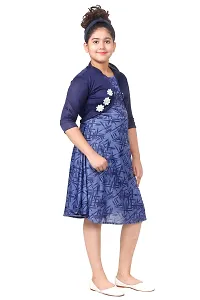 Blue Designed Girls Frock With Jacket-thumb2