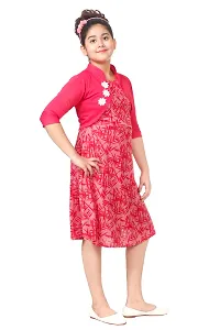 Pink Attractive Printed Girls Frock With Jacket-thumb2