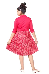 Pink Attractive Printed Girls Frock With Jacket-thumb3