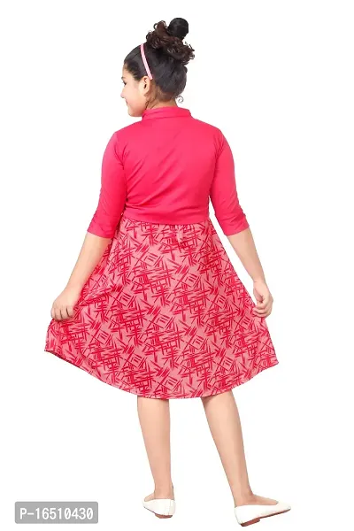 Pink Attractive Printed Girls Frock With Jacket-thumb4