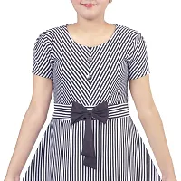 Black  White V-Striped Elegant Designed Girls Long Frock-thumb1