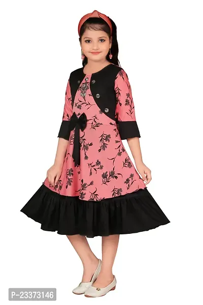 Stylish Pink Cotton Blend Dresses For Girls-thumb2