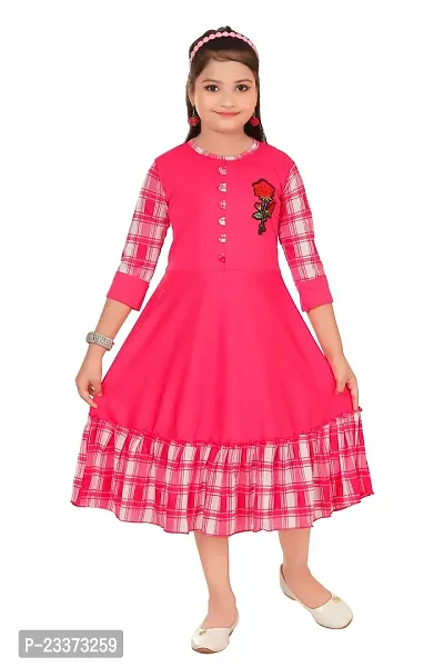 Classic Cotton Blend Dress for Kids Girls-thumb0