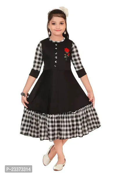 Classic Cotton Blend Dress for Kids Girls-thumb0